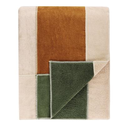 BY COLLECTION Покрывало махровое 150х200см, 100% хлопок, бежевый, зеленый