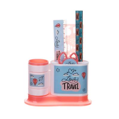 ТРЕВЕЛ Органайзер канц. 4 отд., 7 пр.:(ножн., 2 кар., точилка, трафарет, линейка, подст.), пл.