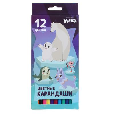 Умка Карандаши 12 цветов шестигранные заточенные, улучшенное письмо, пластик, в картонной коробке