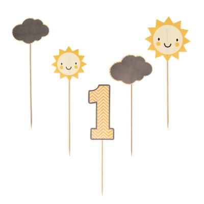 ВСЁГАЗИН Шпажки декоративные с декором к празднику, бумага, 5 шт.