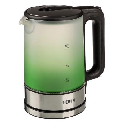 LEBEN Чайник с цветной колбой 1,7 л., стекло