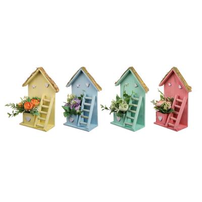 Композиция искусственных цветов в декоративном кашпо, 16x8.5x30 см, 4 цвета