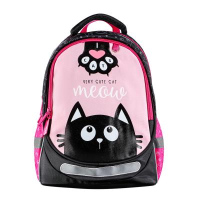 МИЛЫЙ КОТИК Рюкзак школьный полужесткий 37х28х14см, 3 отд., 2 карм., жесткое дно, эргон.спинка, ПЭ