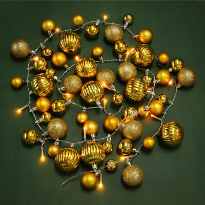СНОУ БУМ Гирлянда эл. декоративная из шаров, 5 LED, 281см, 1 реж, 3xААА, золотой, пластик