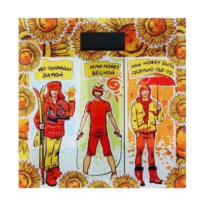 Весы напольные электрон., ЖК-дисплей, макс. нагр. до 180кг, 28х28х0,5см, "Рыжий"